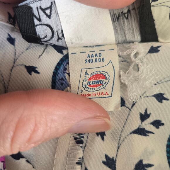 Vintage Breli 80s Secretary Shirt Dress Printed Pleated Midi Skirt Women 10 - Picture 13 of 13